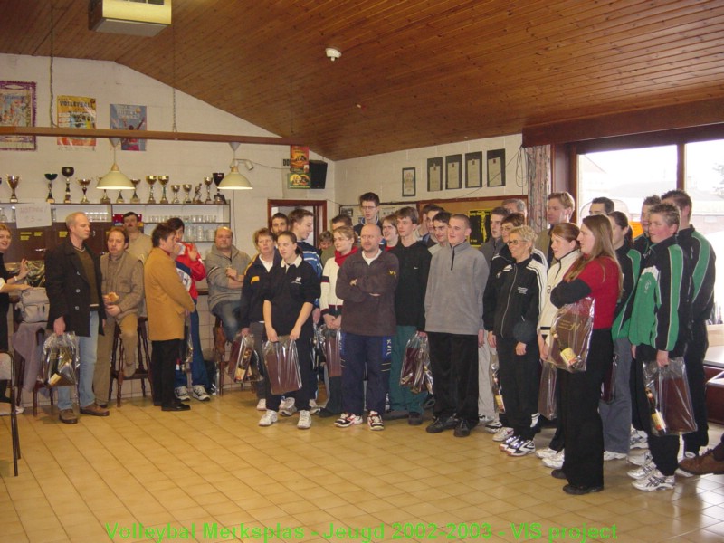 Huldiging van de jeugdtrainers in het VIS project. Voor Merksplas zijn dat Dominique, Yves, Stijn, Jo, Ellen en Wim.