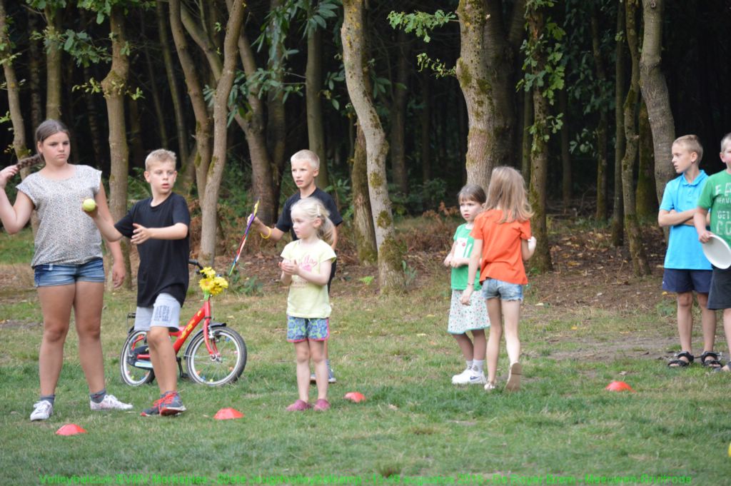 Tennisballen, frisbees, autobanden op/rond de kegels gooien.